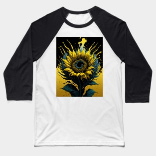 Splash Art of a Sunflower Baseball T-Shirt